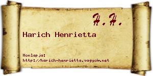 Harich Henrietta névjegykártya